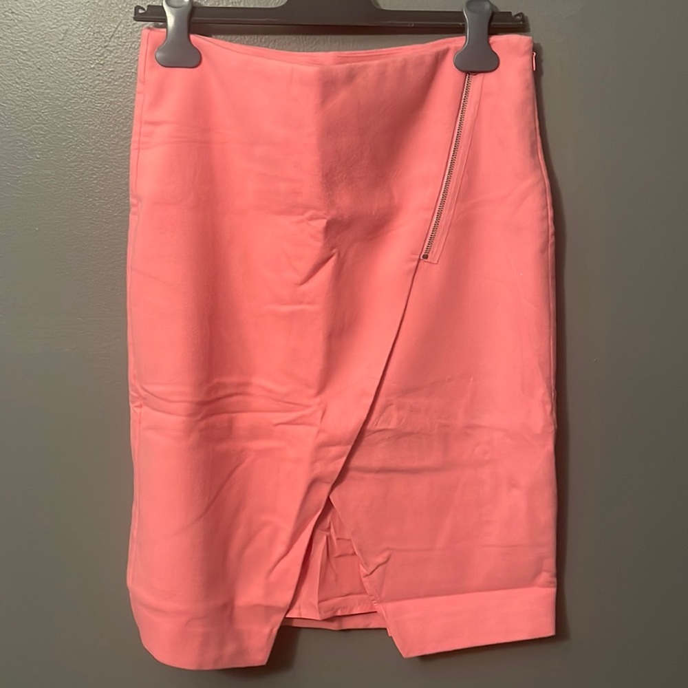 LOFT pink midi asymmetrical skirt NWT